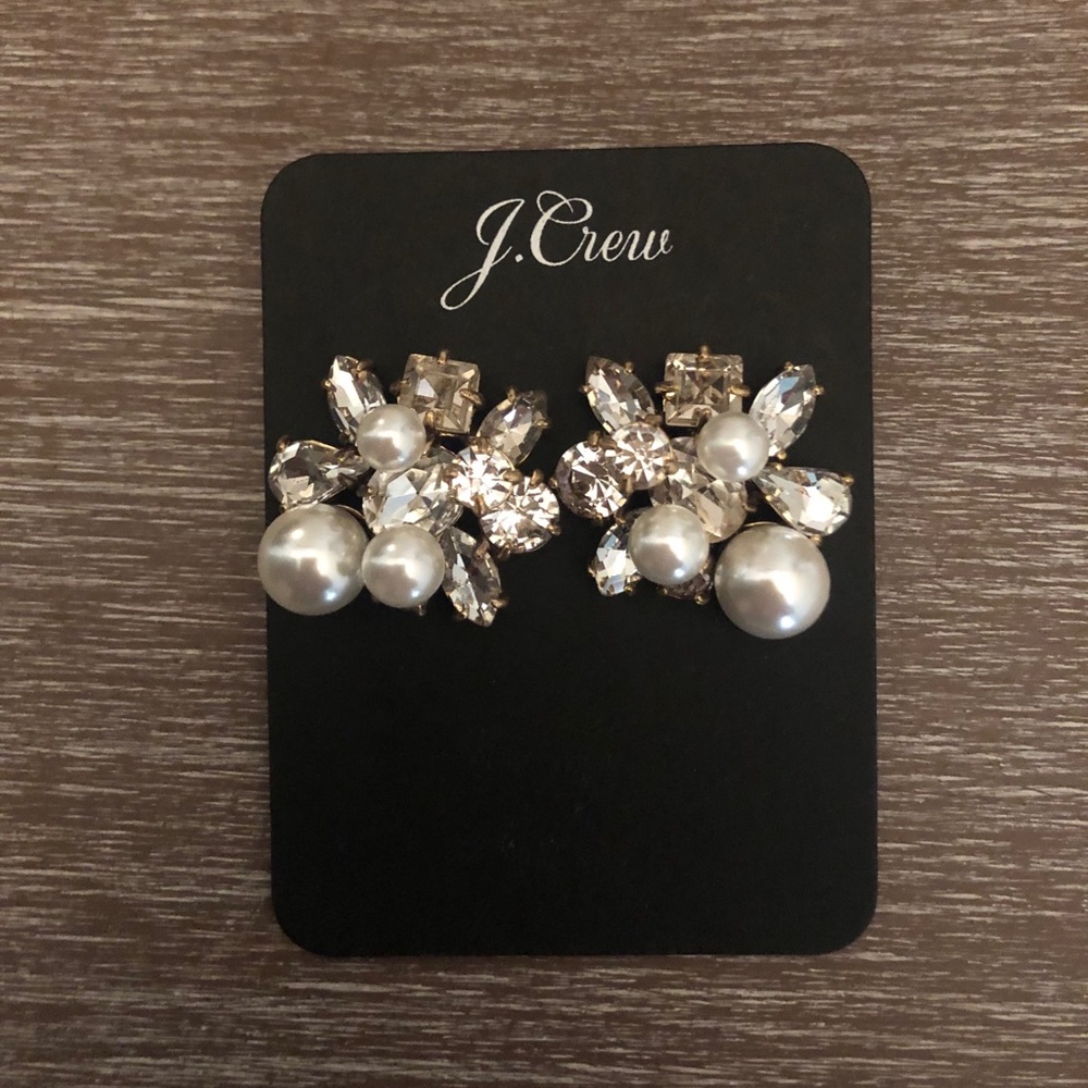 J. Crew Pearl and Crystal Earrings- NWT